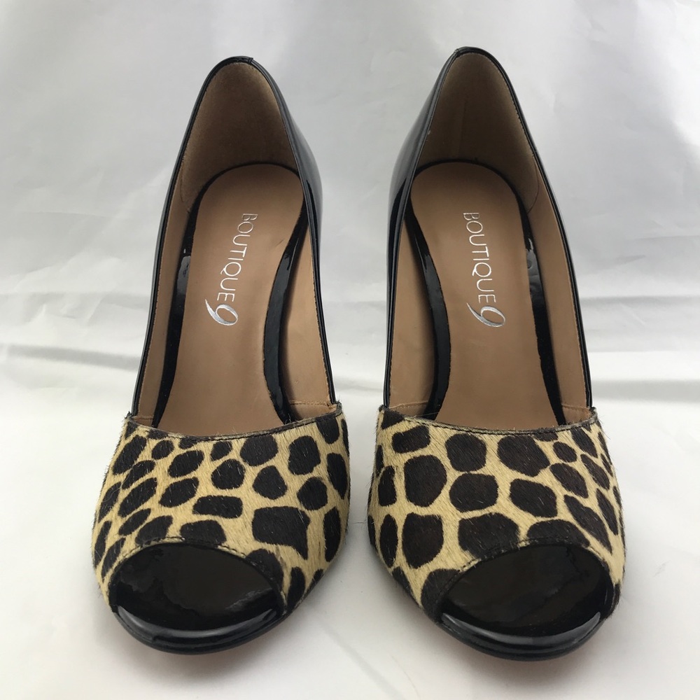 Leopard peep toe heels